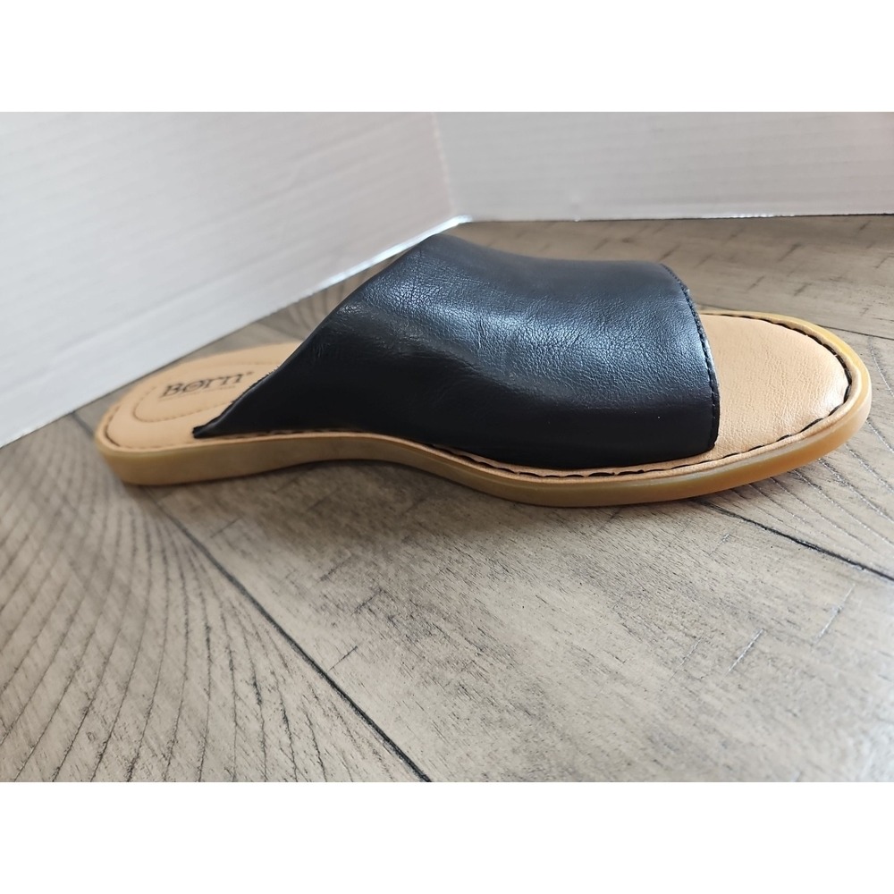 Born Shoes Women 9 Black Leather Izabel Slide Sandals Minimalist Capsule - Picture 4 of 12